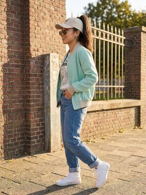 Mint Green Padded Bomber Jacket – Cozy & Casual